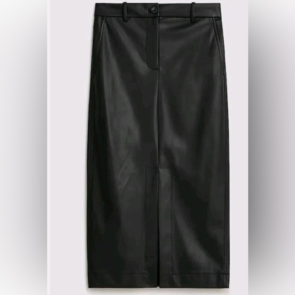 J Crew Black Pencil Vegan Leather Skirt - Size 2